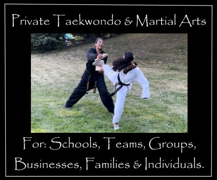 Private Taekwondo & Martial Arts For: Schools, Teams, Groups, Businesses, Families & Individuals.